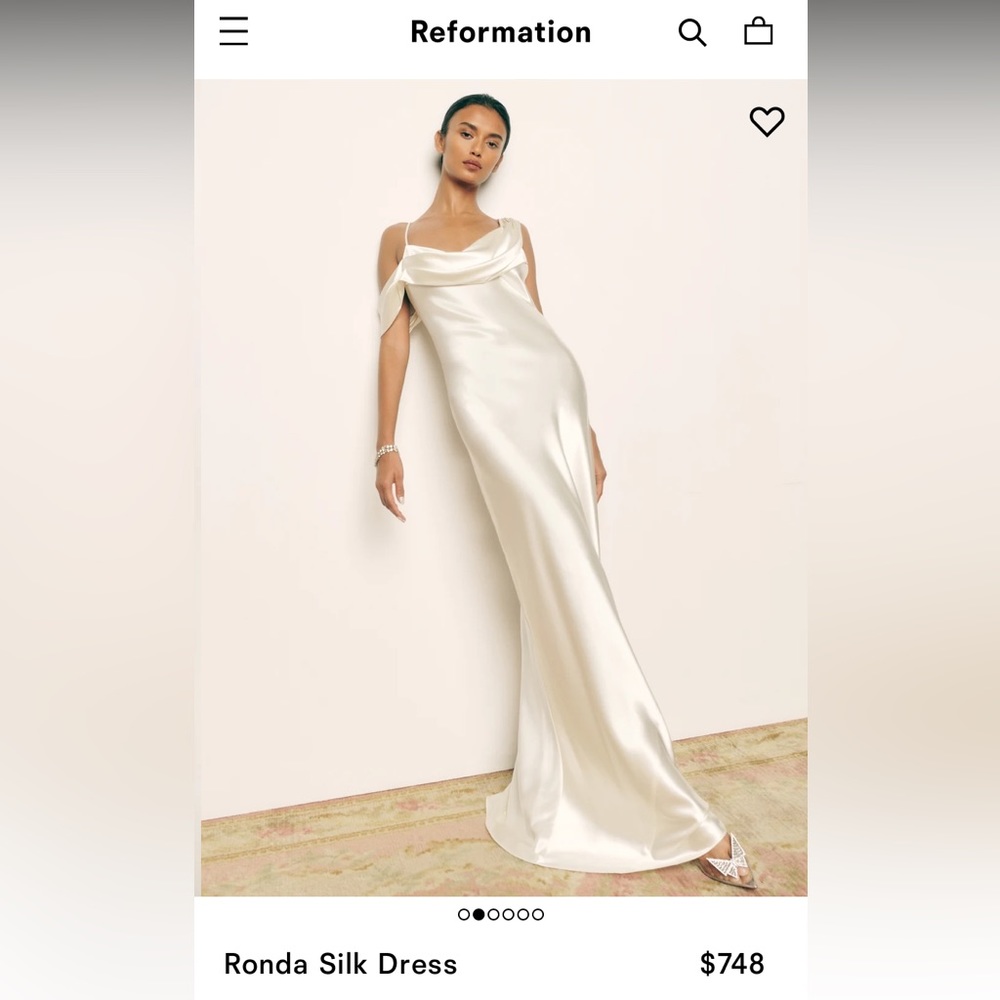 Reformation Rhonda Dress Silk in Ivory- Size 8